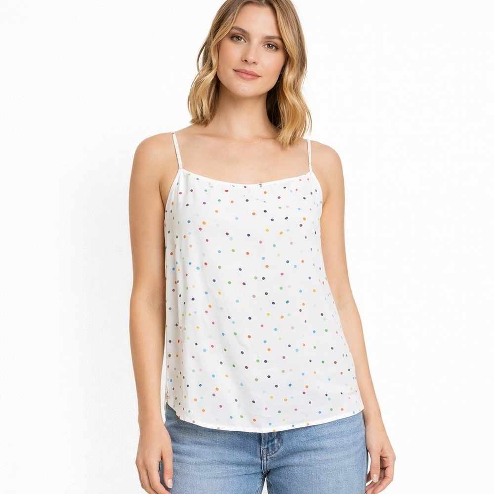 Topshop White Multicolor Polka Dot Cami Tank Top Size M